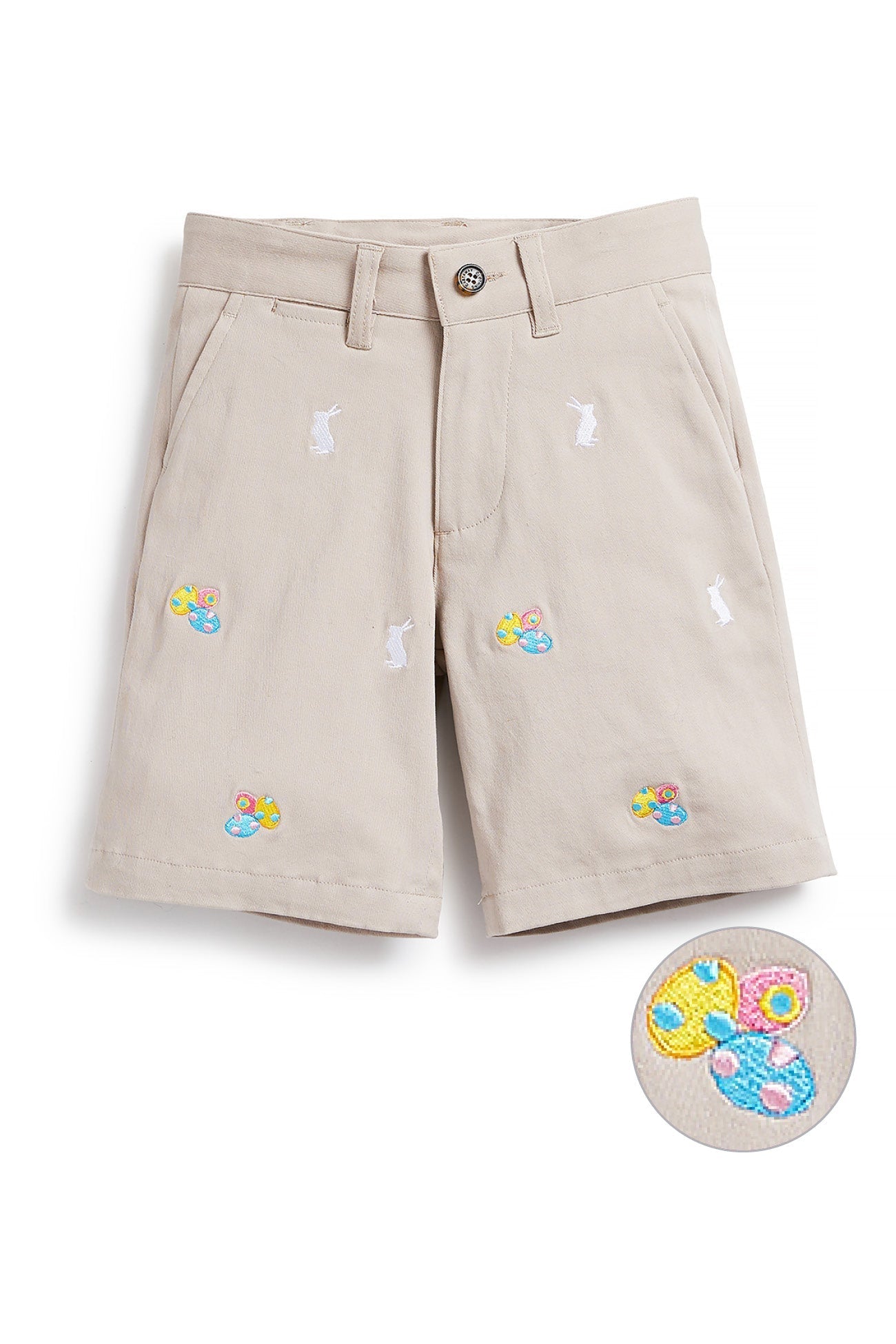 Jetties Short Stretch Twill Stone with Easter Eggs & Bunny BOYS SHORTS Castaway Nantucket Island