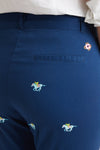 Ladies Ankle Capri Stretch Twill Nantucket Navy with Pastel Racing Horses LADIES PANT Castaway Nantucket Island