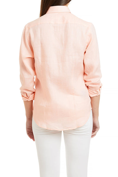 Ladies Button Down Shirt Peach Linen LADIES SHIRTS Castaway Nantucket Island