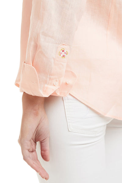 Ladies Button Down Shirt Peach Linen LADIES SHIRTS Castaway Nantucket Island