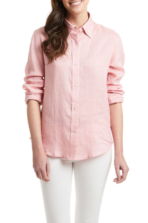 Ladies Button Down Shirt Pink Linen LADIES SHIRTS Castaway Nantucket Island