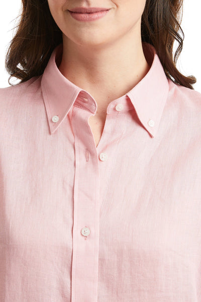 Ladies Button Down Shirt Pink Linen LADIES SHIRTS Castaway Nantucket Island