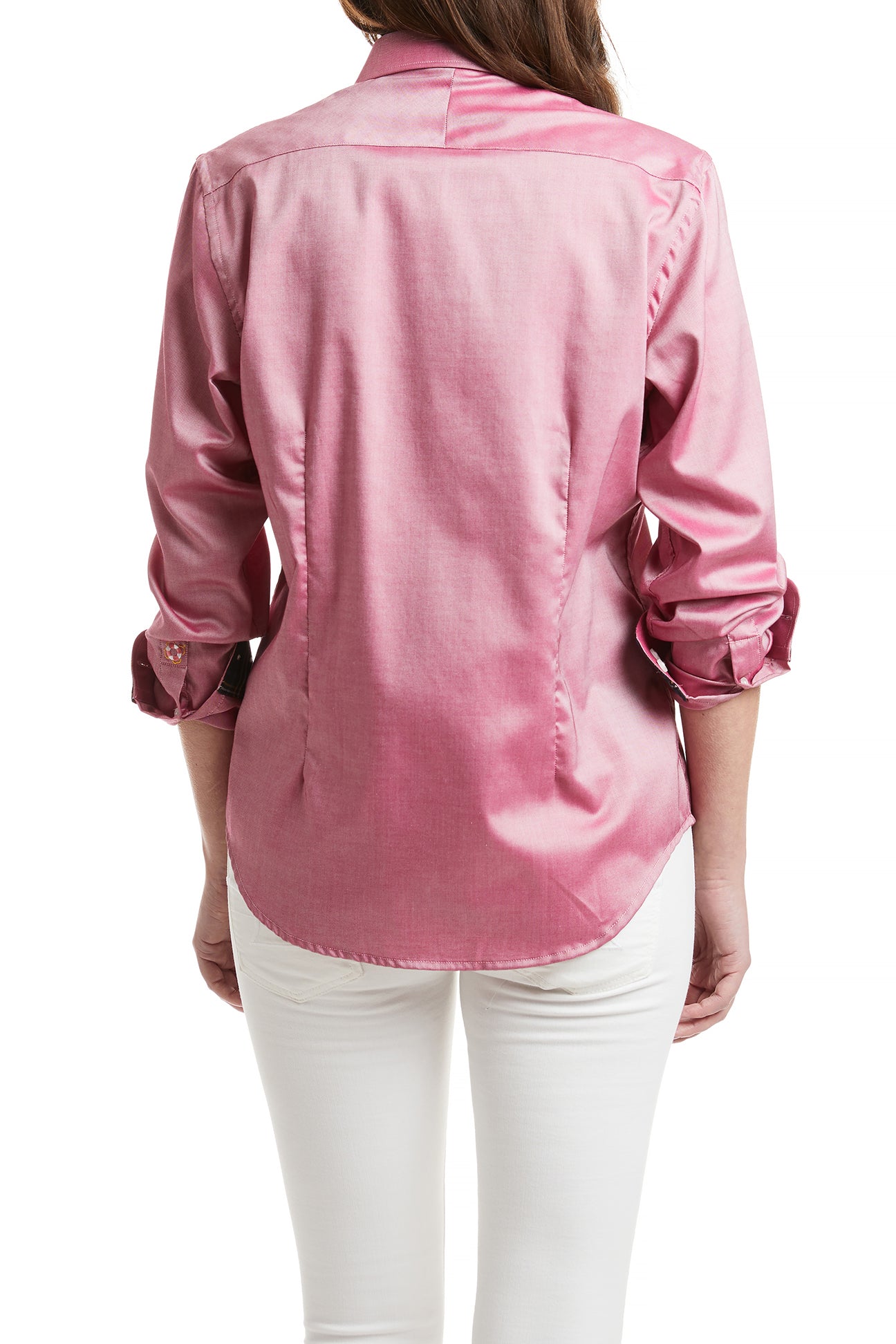 Ladies Button Down Shirt Red Oxford with Black Stewart Trim LADIES SHIRTS Castaway Nantucket Island