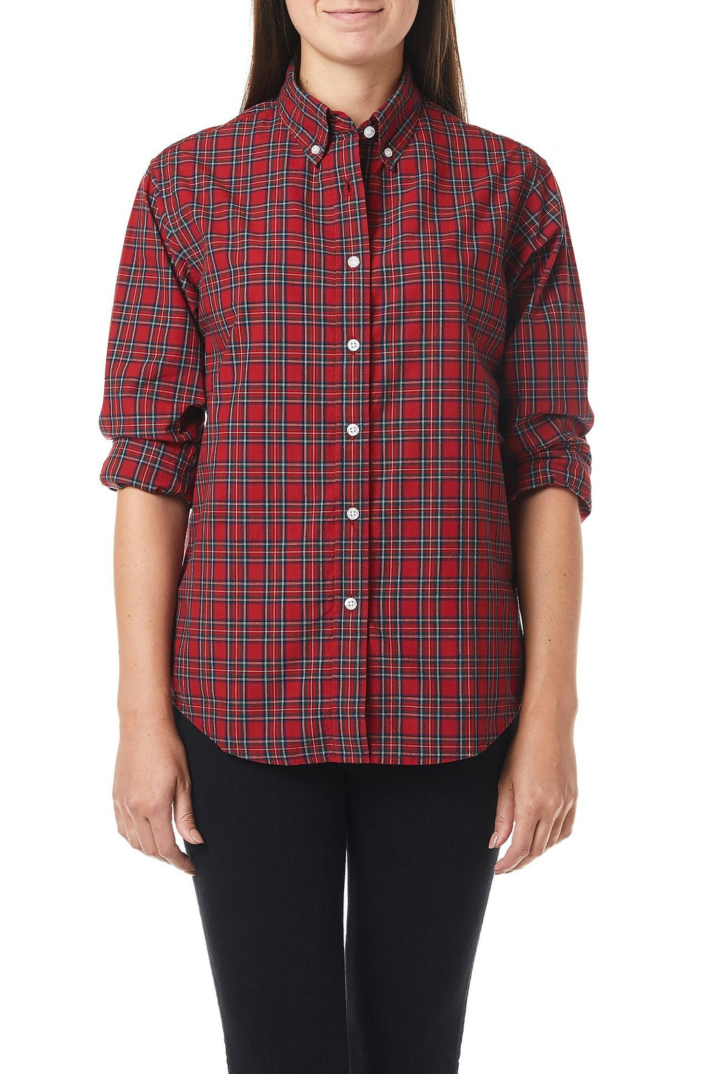 Ladies Button Down Shirt Royal Stewart - Castaway Nantucket Island