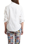 Ladies Button Down Trim Shirt White Oxford with Osterville Patch Madras LADIES SHIRTS Castaway Nantucket Island