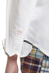 Ladies Button Down Trim Shirt White Oxford with Osterville Patch Madras LADIES SHIRTS Castaway Nantucket Island