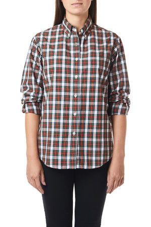 Ladies Buttondown Shirt Dress Stewart Tartan - Castaway Nantucket Island