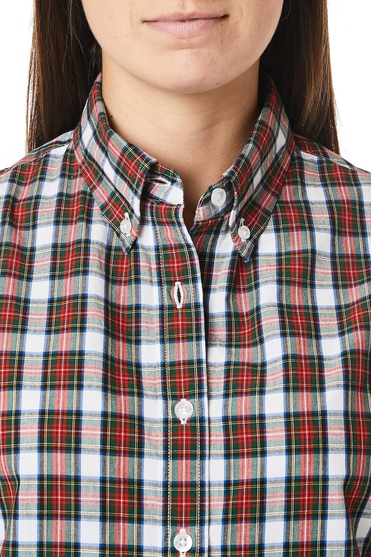Ladies Buttondown Shirt Dress Stewart Tartan - Castaway Nantucket Island