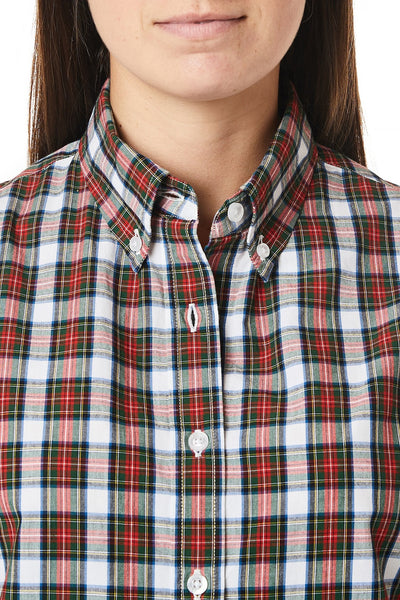 Ladies Buttondown Shirt Dress Stewart Tartan - Castaway Nantucket Island
