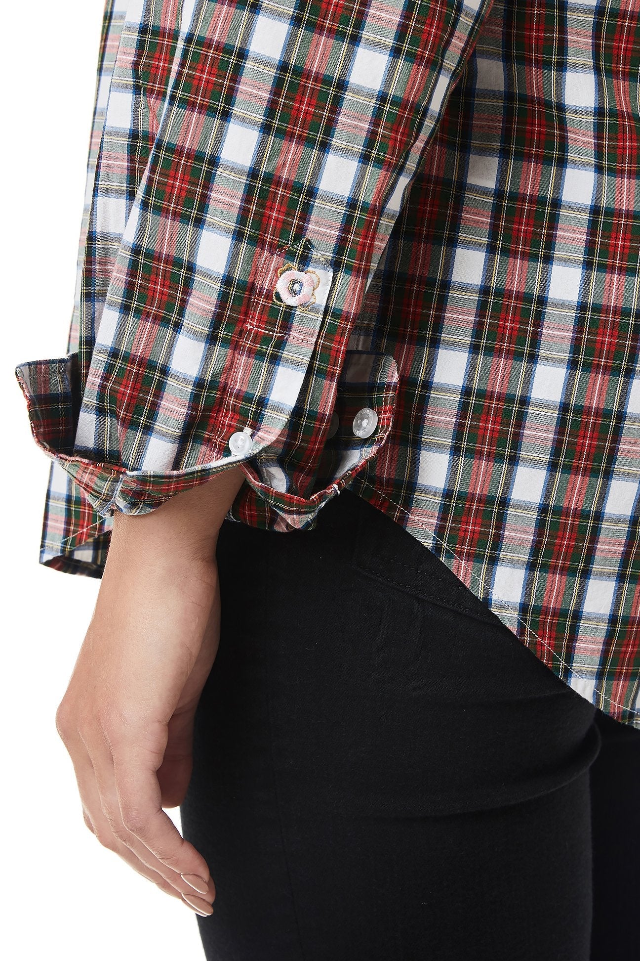Ladies Buttondown Shirt Dress Stewart Tartan - Castaway Nantucket Island