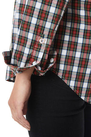 Ladies Buttondown Shirt Dress Stewart Tartan - Castaway Nantucket Island