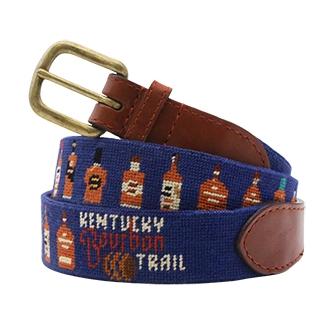 Needlepoint Belt With Kentucky Bourbon Trail Bottles - Castaway Nantucket Island