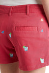 Sailing Short Stretch Twill Hurricane Red with Fin & Tonic LADIES SHORTS Castaway Nantucket Island
