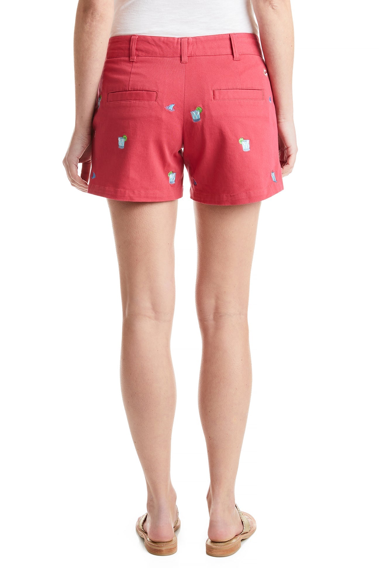 Sailing Short Stretch Twill Hurricane Red with Fin & Tonic LADIES SHORTS Castaway Nantucket Island