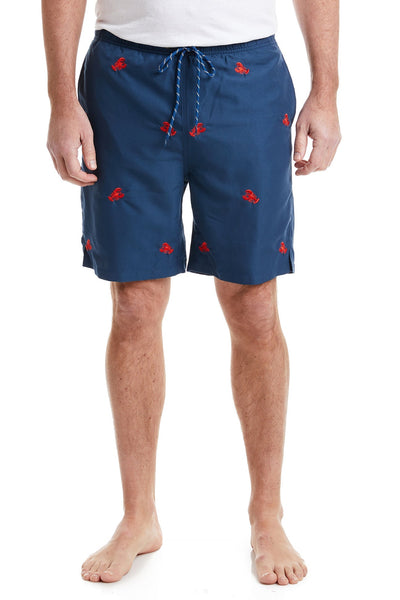 Sandbar Swim Suit Deep Ocean Blue with Lobster MENS BATHING SUITS Castaway Nantucket Island