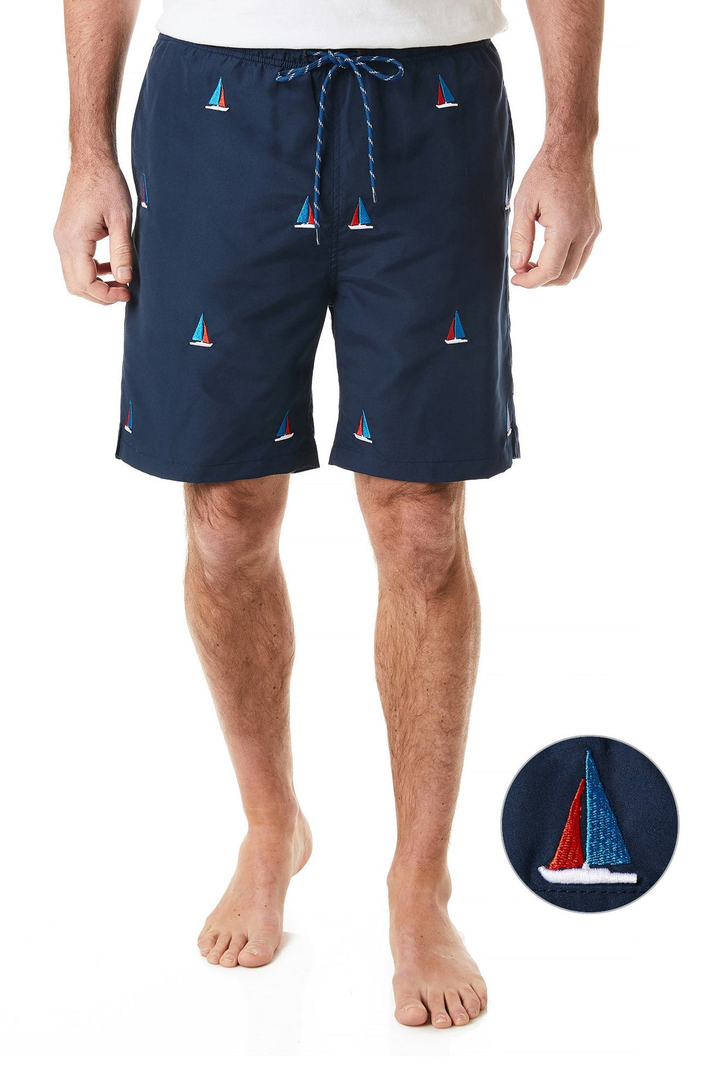 Sandbar Swim Suit Nantucket Navy with Americana Sailboat - Castaway Nantucket Island
