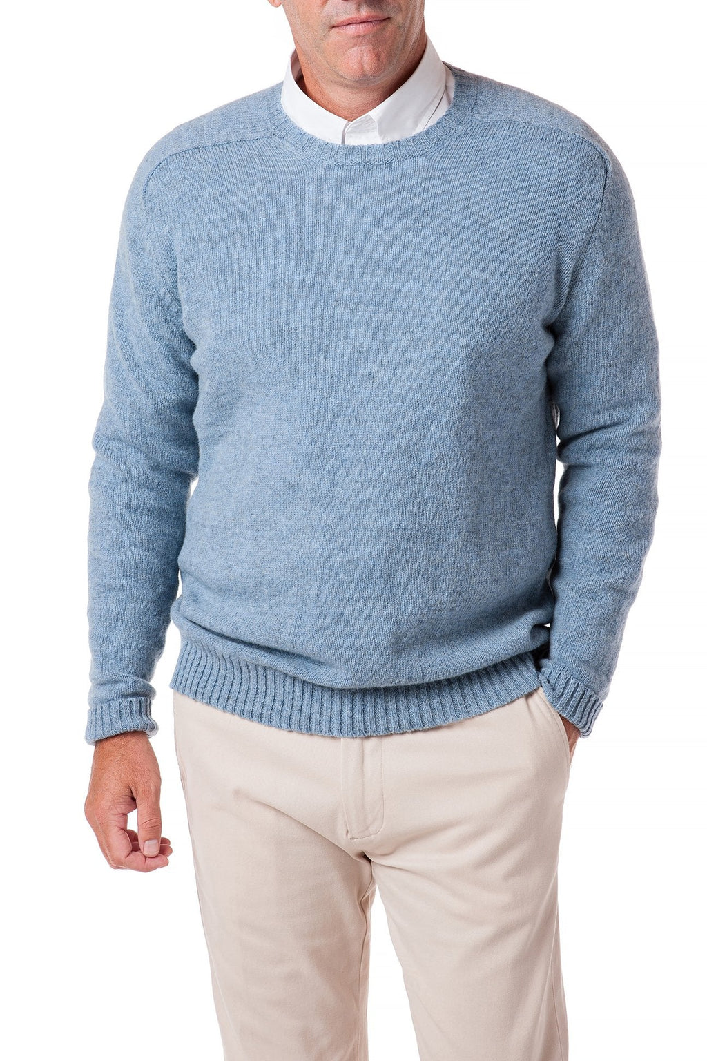 Scottish Shetland Crew Neck Sweater Blue Mix - Castaway Nantucket Island