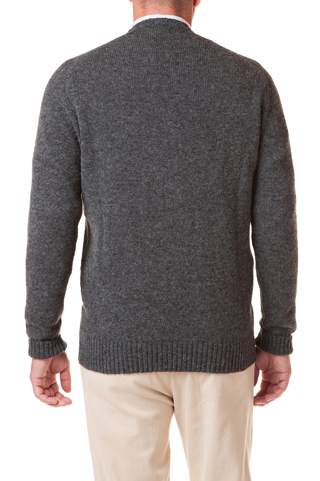 Shetland Crew Neck Sweater Charcoal - MENS OUTERWEAR - Castaway Nantucket Island