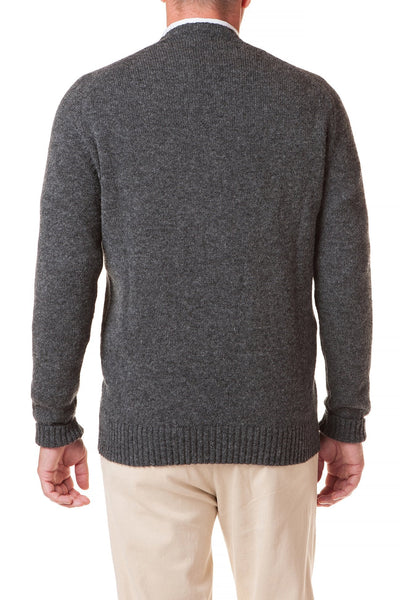 Shetland Crew Neck Sweater Charcoal - MENS OUTERWEAR - Castaway Nantucket Island