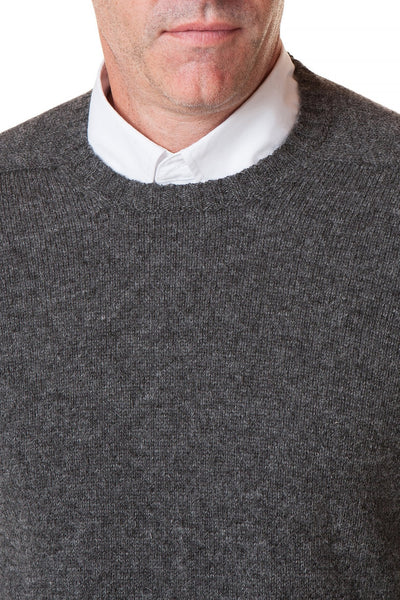 Shetland Crew Neck Sweater Charcoal - MENS OUTERWEAR - Castaway Nantucket Island