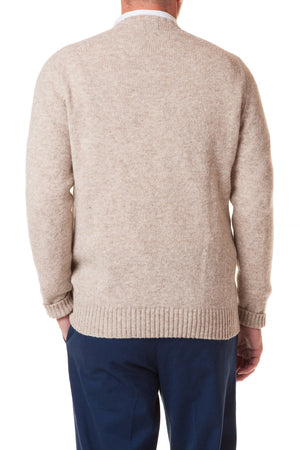 Shetland Crew Neck Sweater Oatmeal - MENS OUTERWEAR - Castaway Nantucket Island