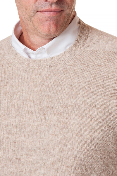 Shetland Crew Neck Sweater Oatmeal - MENS OUTERWEAR - Castaway Nantucket Island