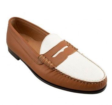 Shag Penny Loafer Tan & White - Castaway Nantucket Island