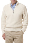 Shaker Knit Quarter Zip Sweater Natural - MENS OUTERWEAR - Castaway Nantucket Island
