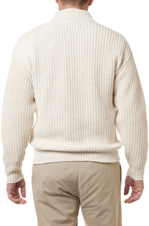 Shaker Knit Quarter Zip Sweater Natural - MENS OUTERWEAR - Castaway Nantucket Island