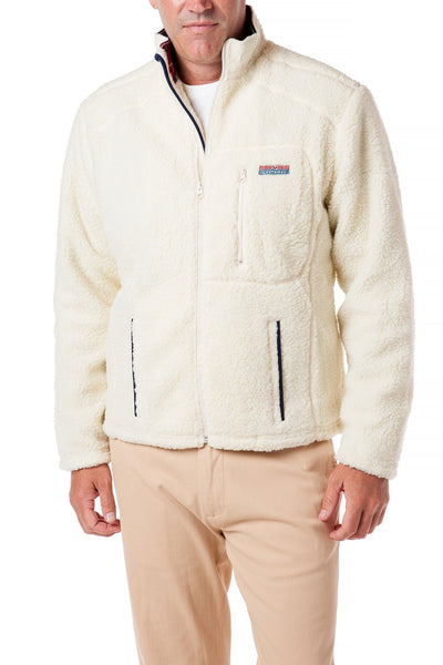 Sherpa Jacket Ivory with Black Stewart Plaid Lining - Castaway Nantucket Island