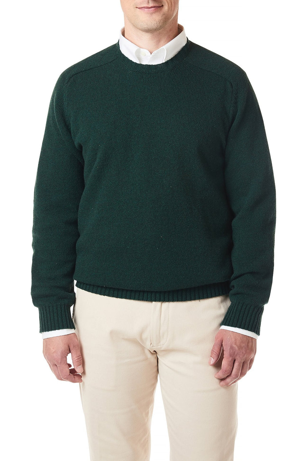 Shetland Crew Neck Sweater Tartan Green - Castaway Nantucket Island