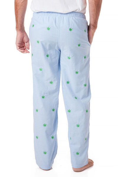Sleeper Pant Blue Oxford with Pot Leaf - Castaway Nantucket Island