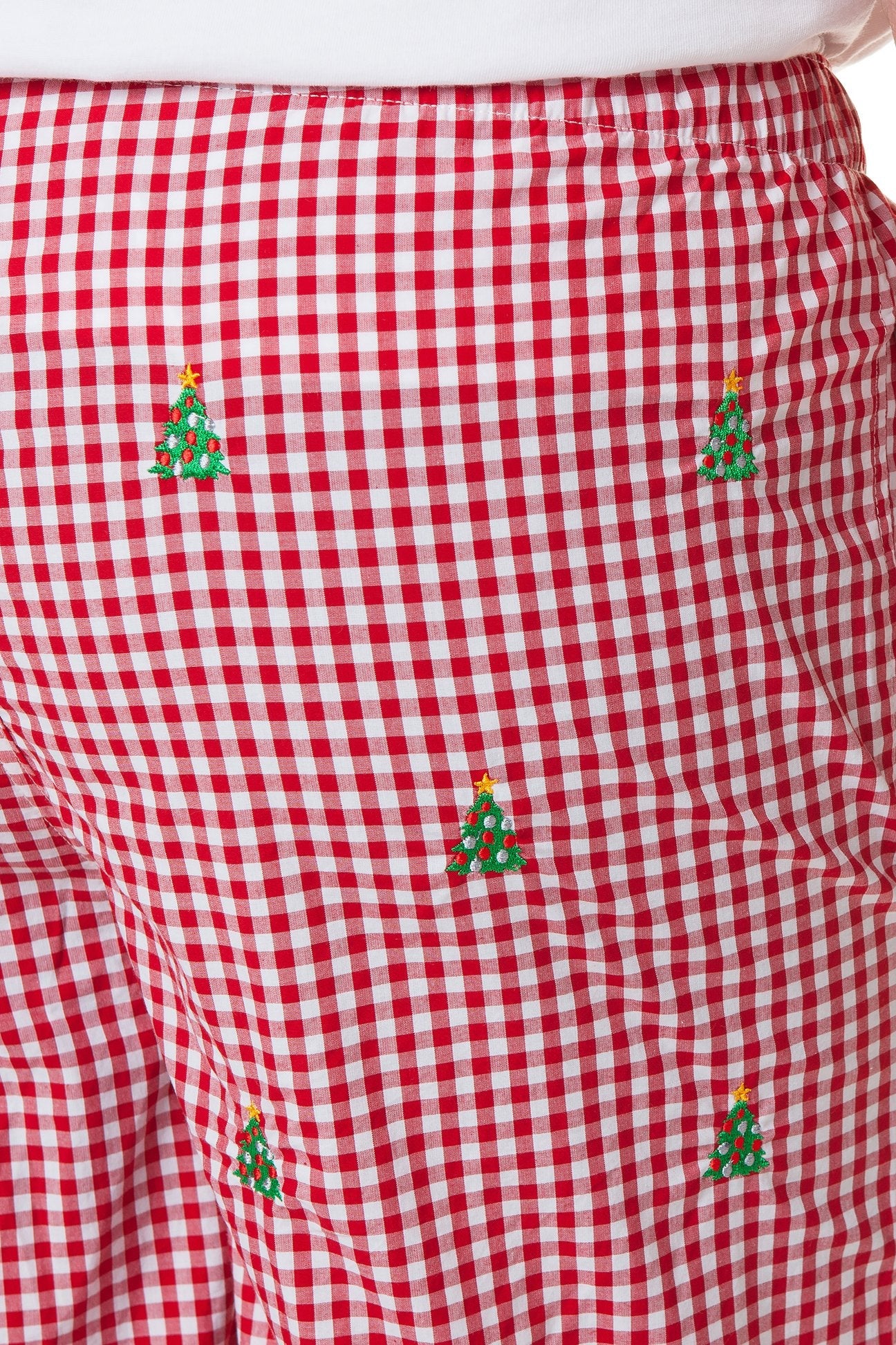 Sleeper Pant Wide Gingham Red with Christmas Tree - CASTAWAY BOXERS - Castaway Nantucket Island