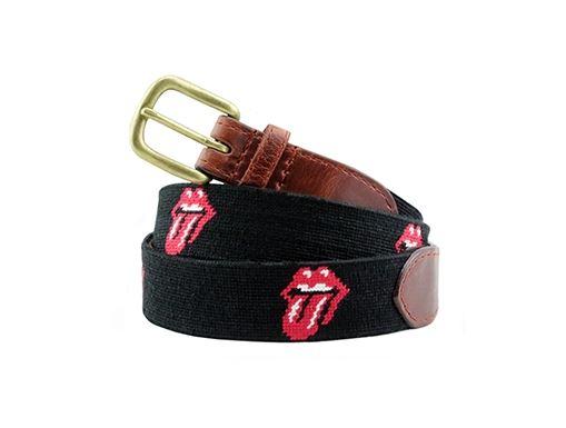 Smathers and Branson Needlepoint Belt Black with Rolling Stones - Castaway Nantucket Island