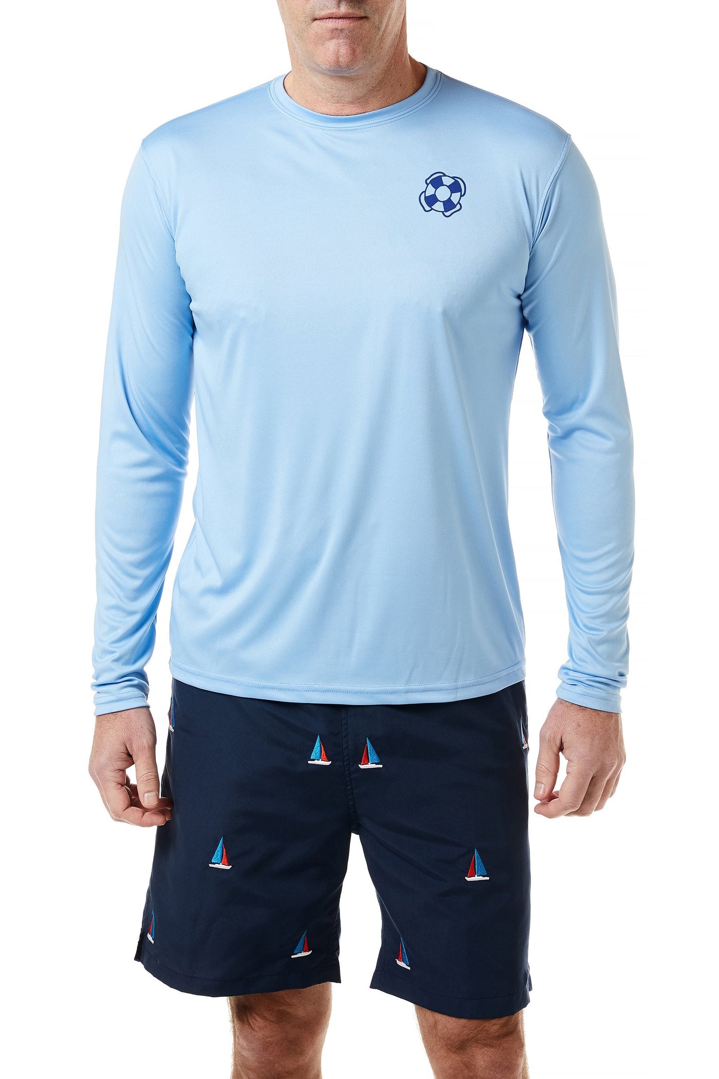SPF Sun Shirt Light Blue with Lobster - Castaway Nantucket Island