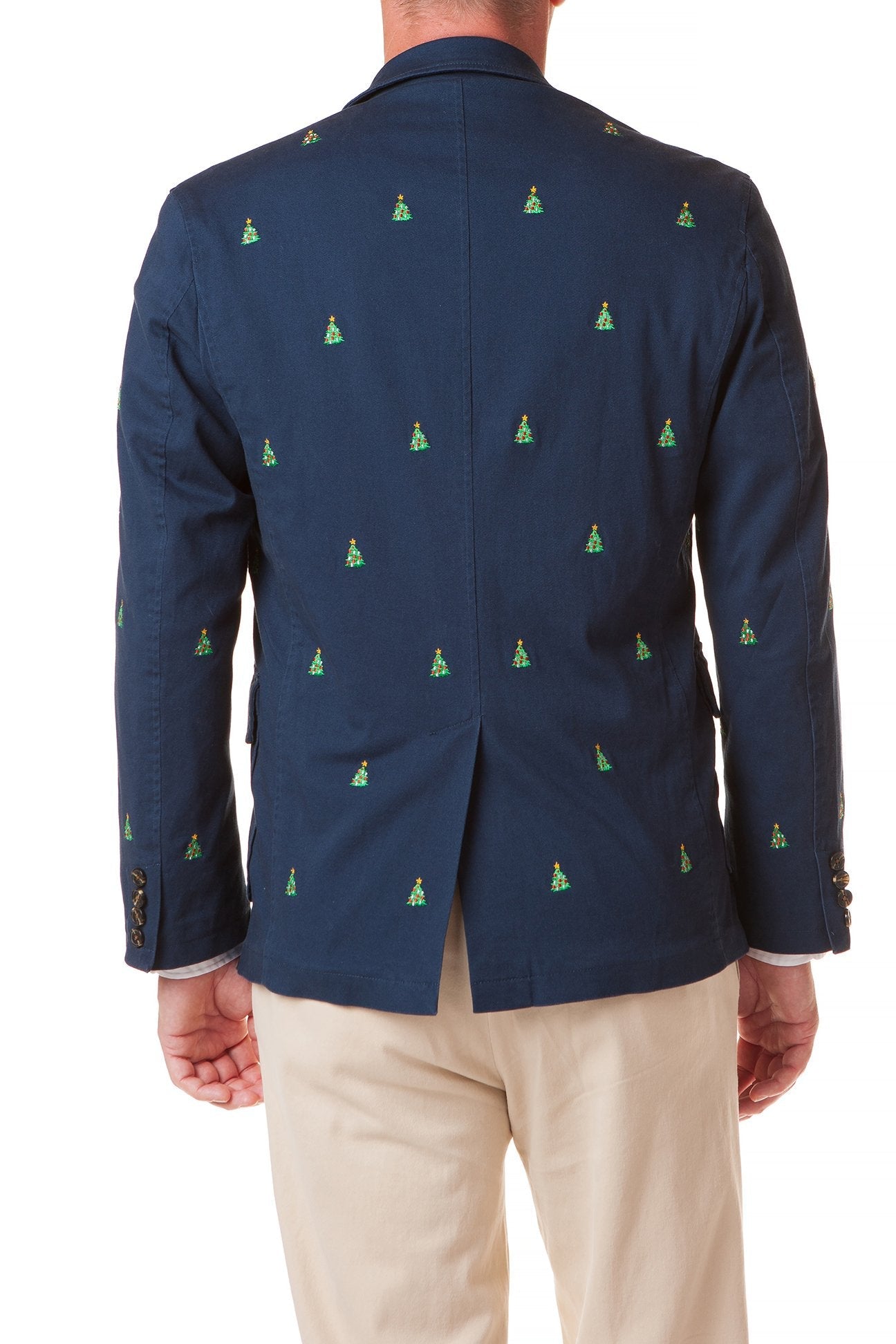 Spinnaker Blazer Nantucket Navy with Christmas Tree - MENS OUTERWEAR - Castaway Nantucket Island