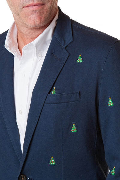 Spinnaker Blazer Nantucket Navy with Christmas Tree - MENS OUTERWEAR - Castaway Nantucket Island