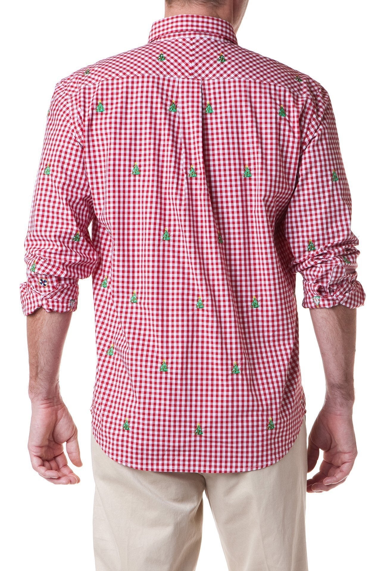 Straight Wharf Shirt Red Gingham with Christmas Tree Straight Wharf Shirt Red Gingham with Christmas Tree