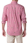Straight Wharf Shirt Red Gingham with Christmas Tree - MENS SPORT SHIRTS - Castaway Nantucket Island