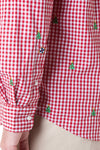 Straight Wharf Shirt Red Gingham with Christmas Tree - MENS SPORT SHIRTS - Castaway Nantucket Island