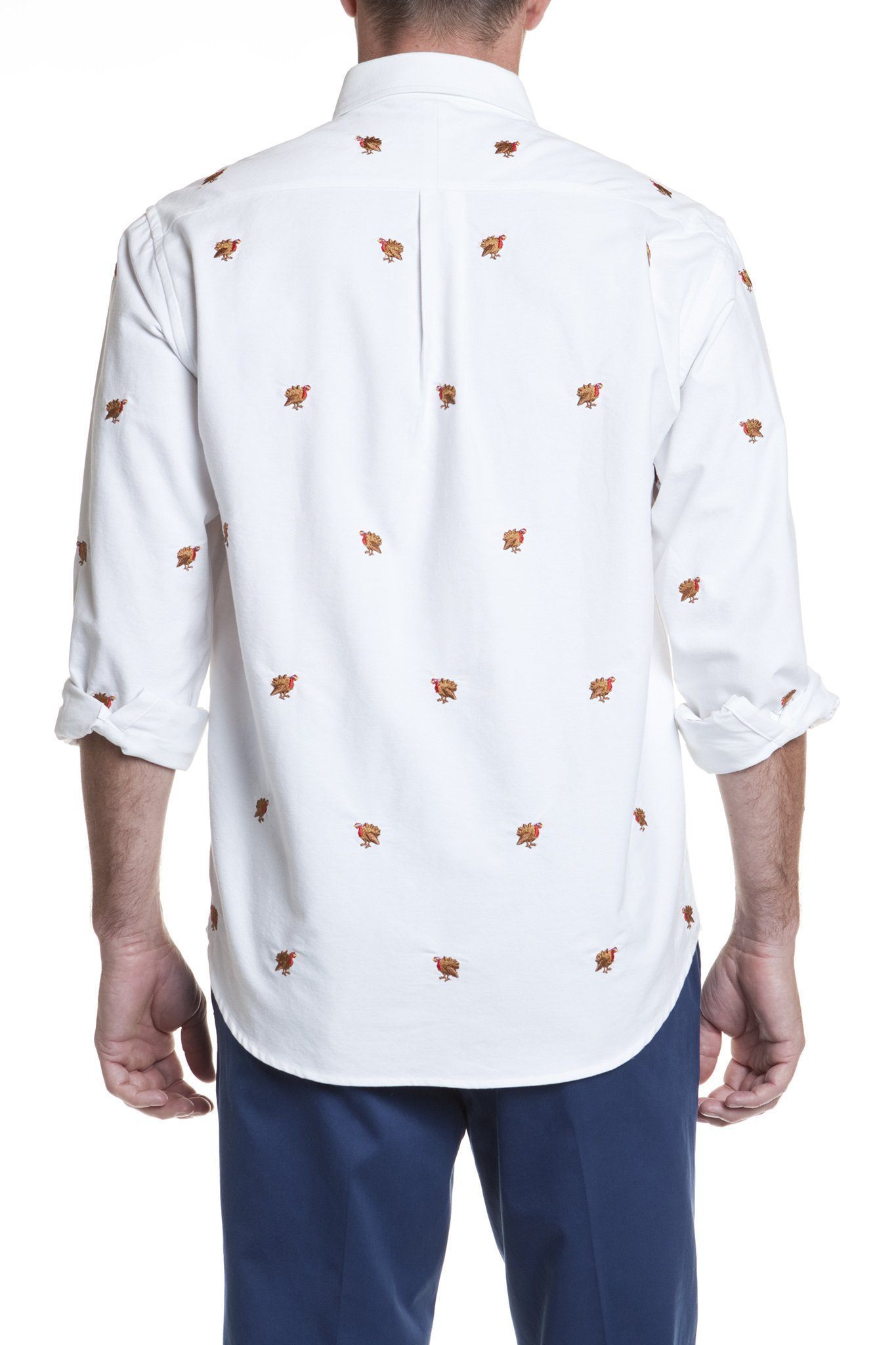 men's thanksgiving dress shirts Men's Thanksgiving Red Cartoon Turkey Button Long Sleeve Holiday Shirt joliplacard