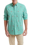 Straight Wharf Shirt Wide Gingham Emerald With Candy Cane MENS SPORT SHIRTS Castaway Nantucket Island