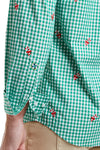 Straight Wharf Shirt Wide Gingham Emerald With Candy Cane MENS SPORT SHIRTS Castaway Nantucket Island