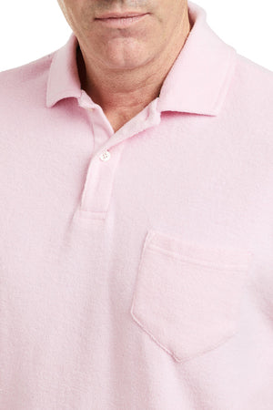 Terry Cloth Polo Shirt Pink POLOS & TEES Castaway Nantucket Island