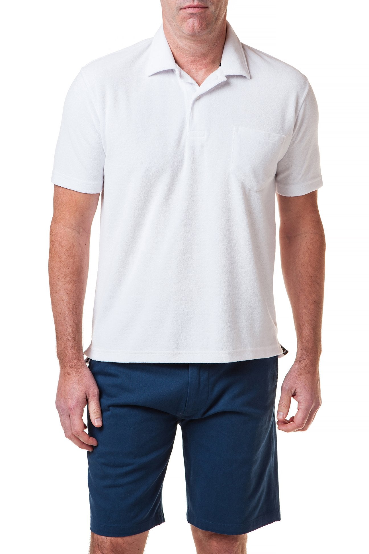 Terry Cloth Polo Shirt White - Castaway Nantucket Island