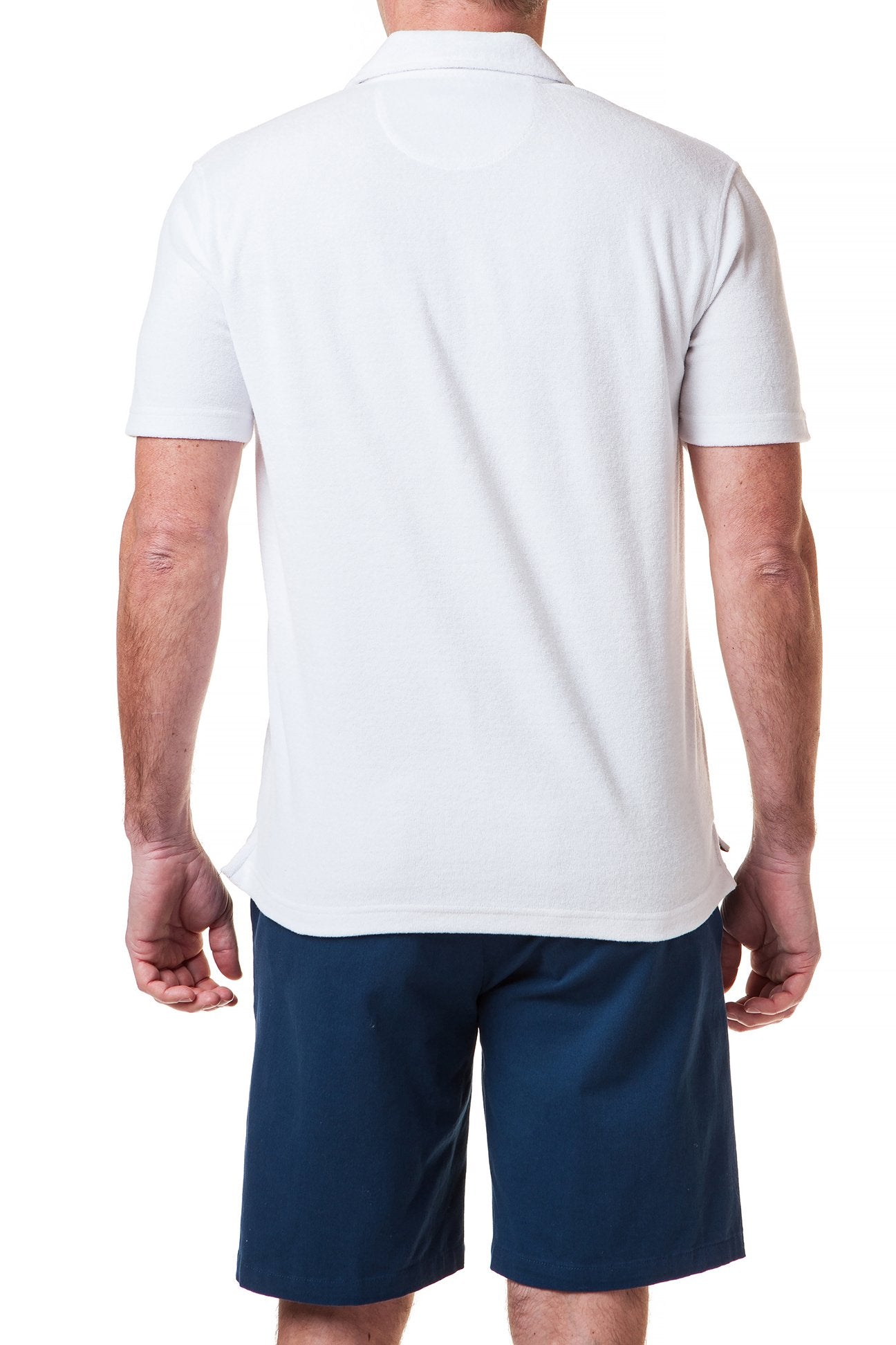 Terry Cloth Polo Shirt White - Castaway Nantucket Island