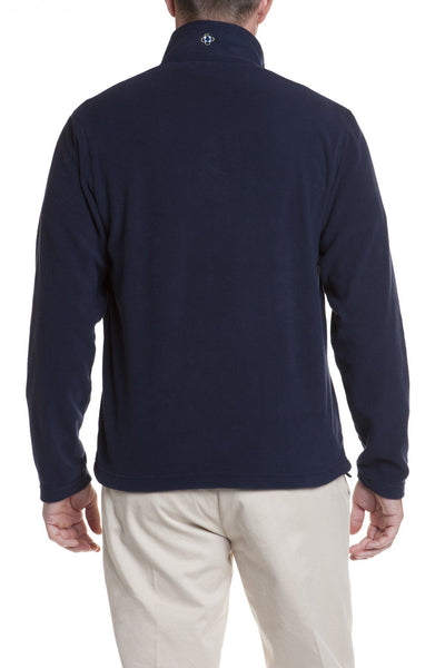 Tidal Fleece Quarterzip Pullover Nantucket Navy with Royal Stewart Trim - MENS OUTERWEAR - Castaway Nantucket Island