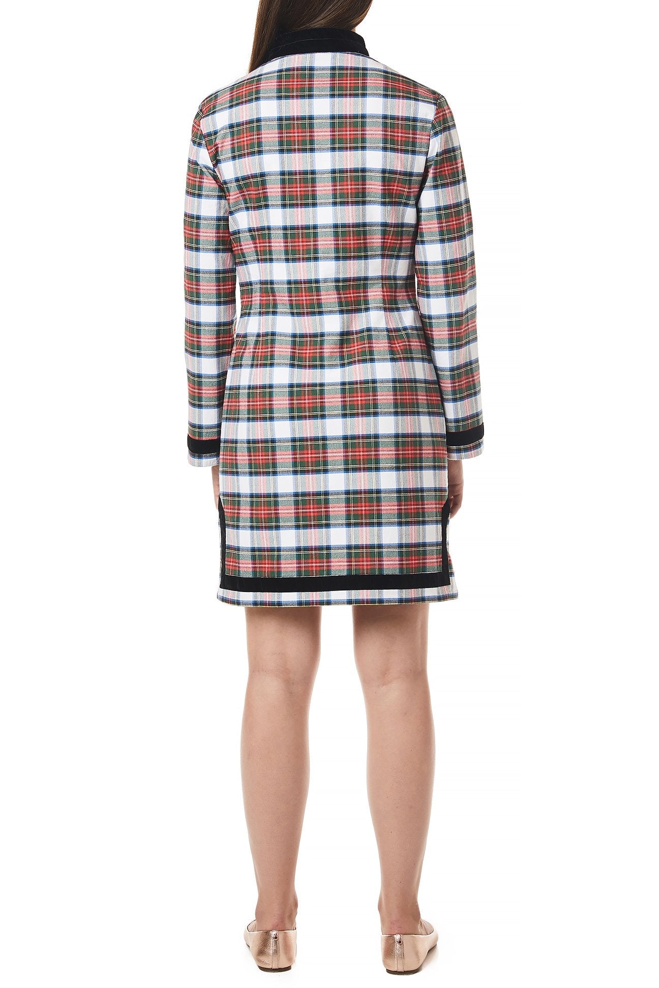 Tunic Dress Stretch Twill Dress Stewart with Black Velvet Trim - Castaway Nantucket Island