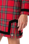 Tunic Dress Stretch Twill Royal Stewart with Black Velvet Trim - Castaway Nantucket Island