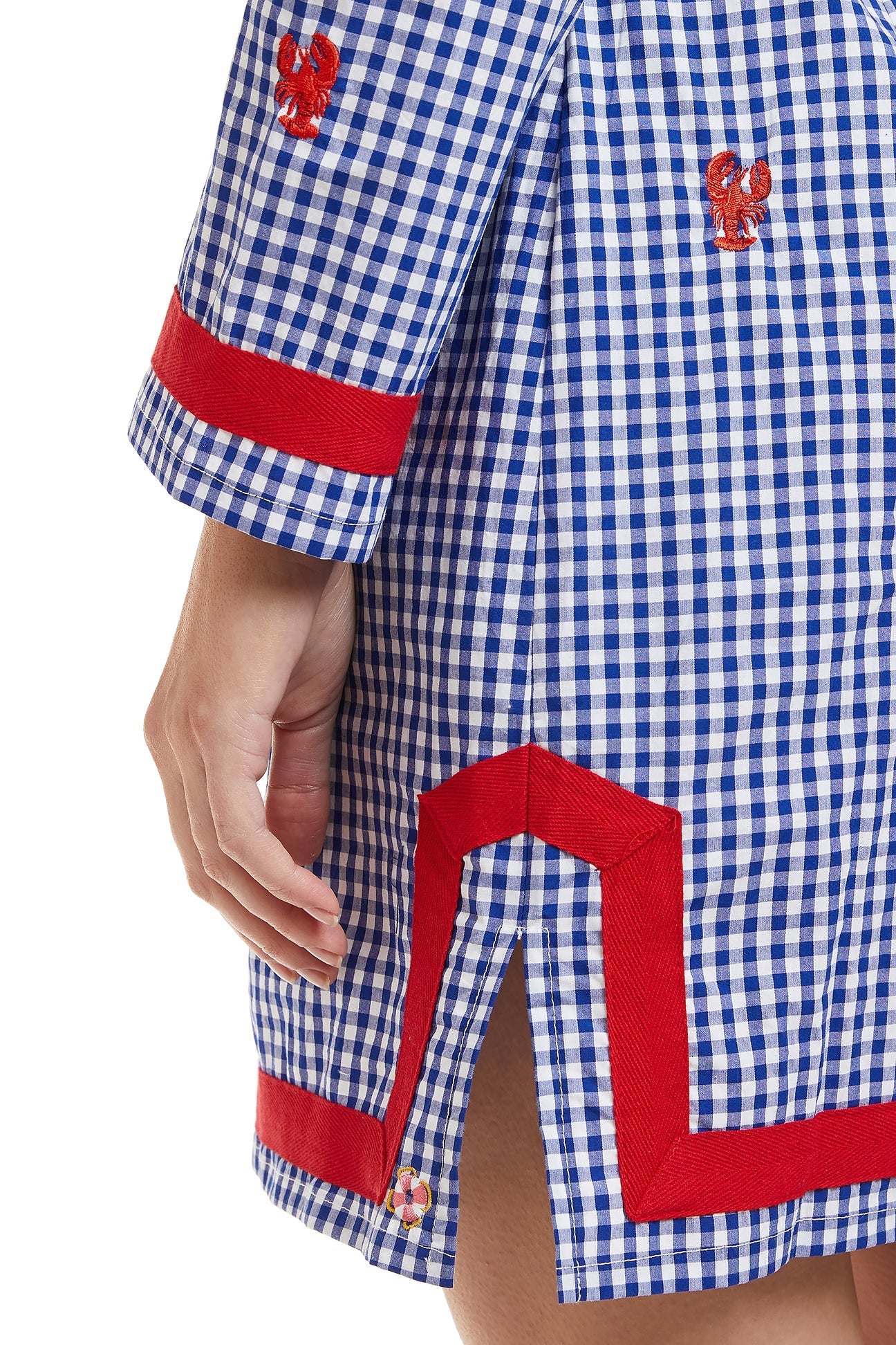 Tunic Dress Wide Gingham Royal w/White Trim with Lobster TUNICS & DRESSES Castaway Nantucket Island